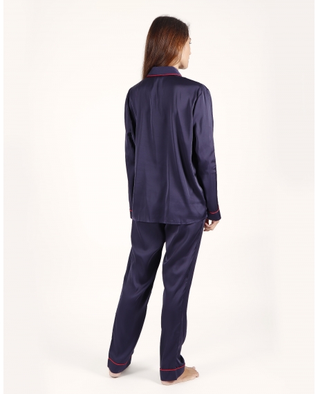 ADMAS CLASSIC Pijama Manga Larga Abierto Classic Christmas para Mujer MARINO 2
