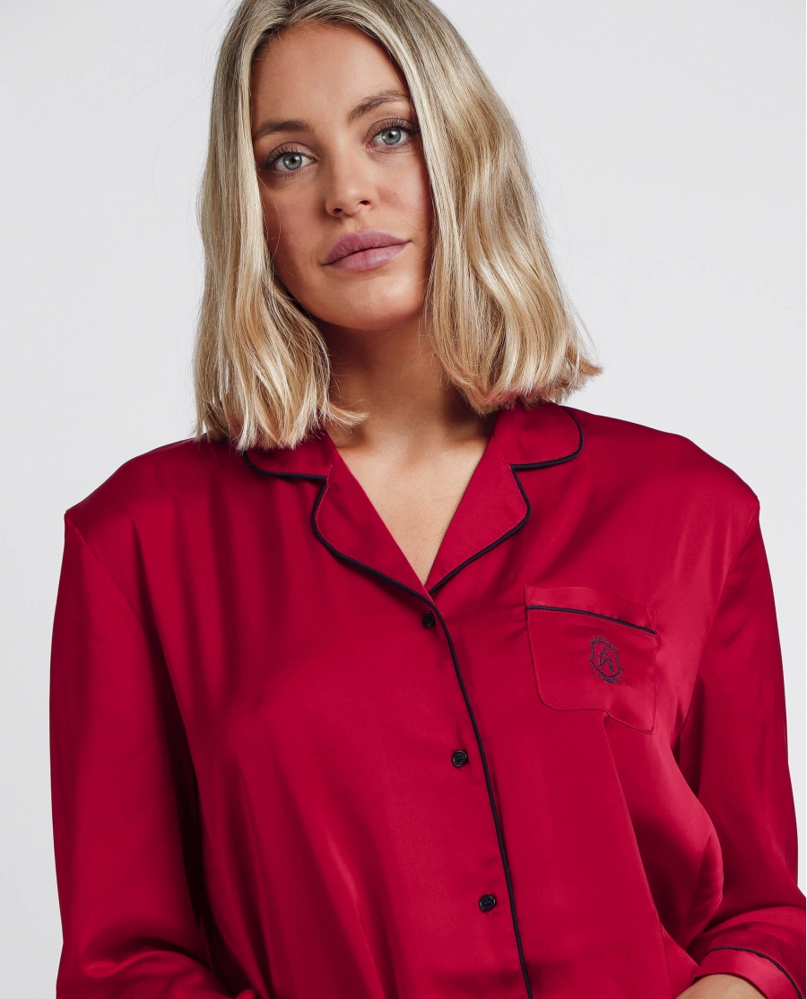ADMAS CLASSIC Pijama Manga Larga Abierto Classic Christmas para Mujer ROJO RUBÍ