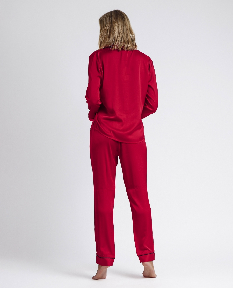 ADMAS CLASSIC Pijama Manga Larga Abierto Classic Christmas para Mujer ROJO RUBÍ