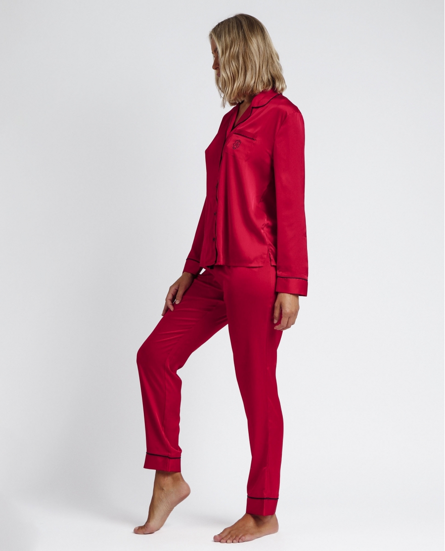 ADMAS CLASSIC Pijama Manga Larga Abierto Classic Christmas para Mujer ROJO RUBÍ
