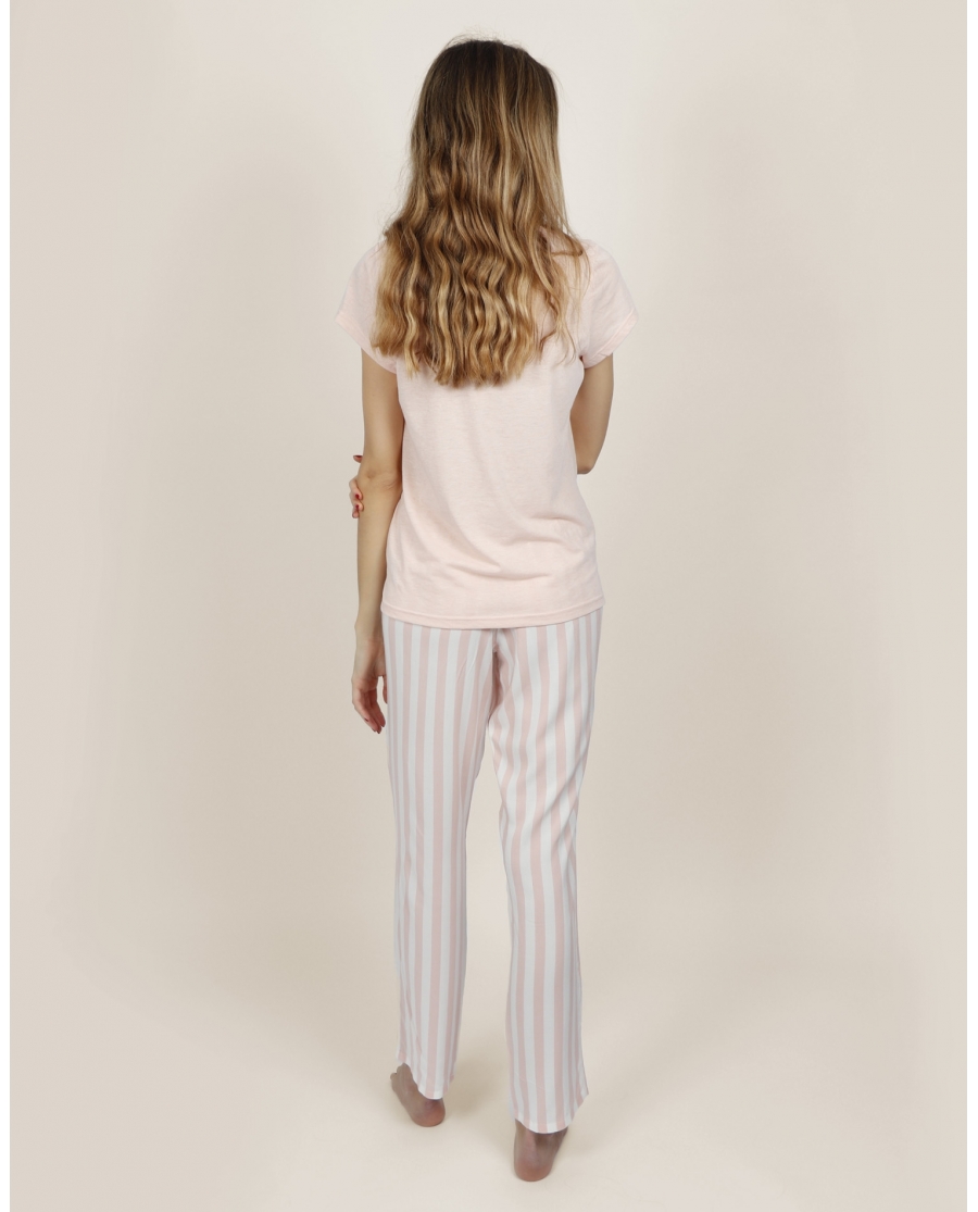 ADMAS CLASSIC Pijama Manga Corta Classic Stripes para Mujer ROSA