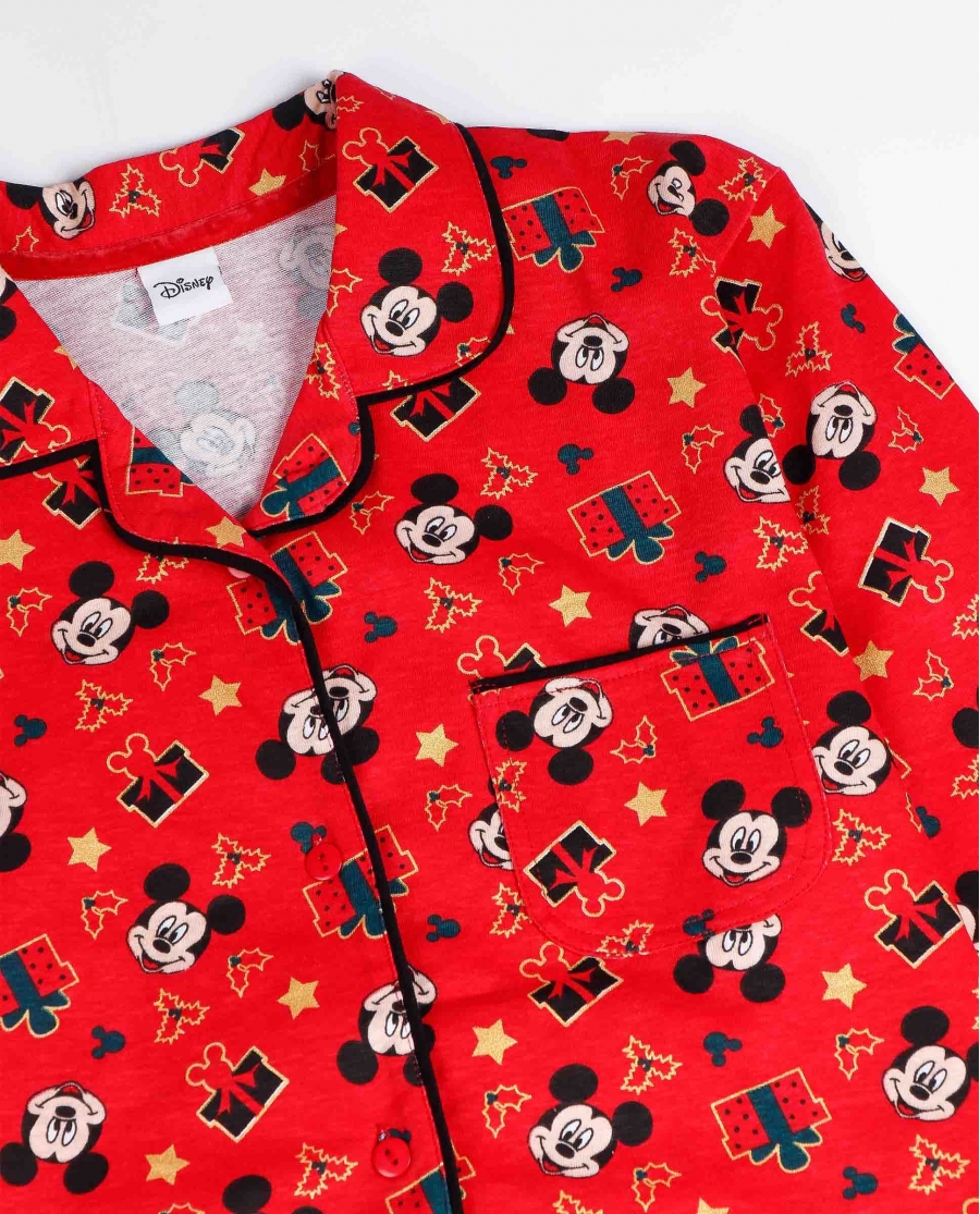 DISNEY Pijama Manga Larga Abierto Mickey Christmas para Niño ROJO
