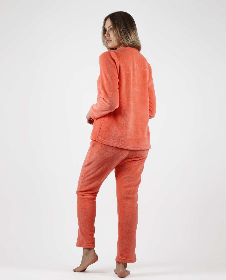 ADMAS Pijama Calentito Manga Larga Hello Winter para Mujer CORAL