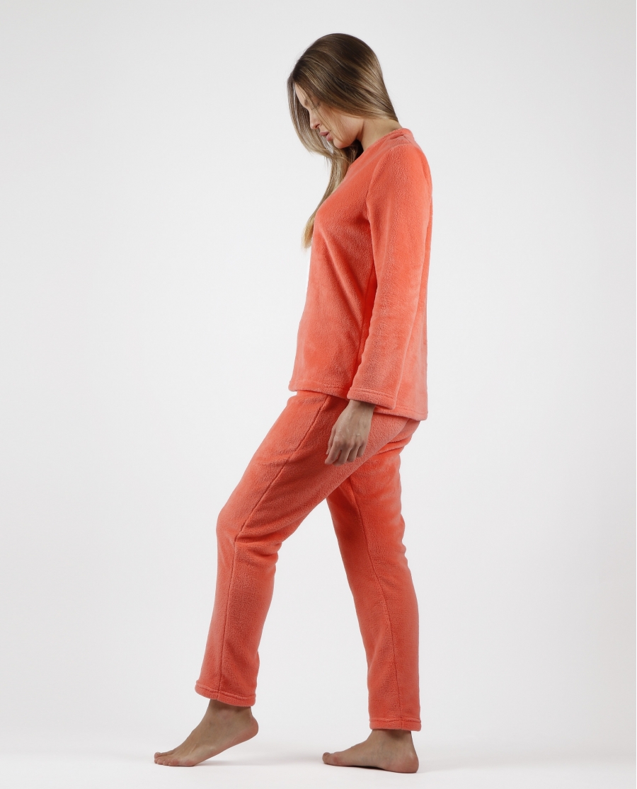 ADMAS Pijama Calentito Manga Larga Hello Winter para Mujer CORAL