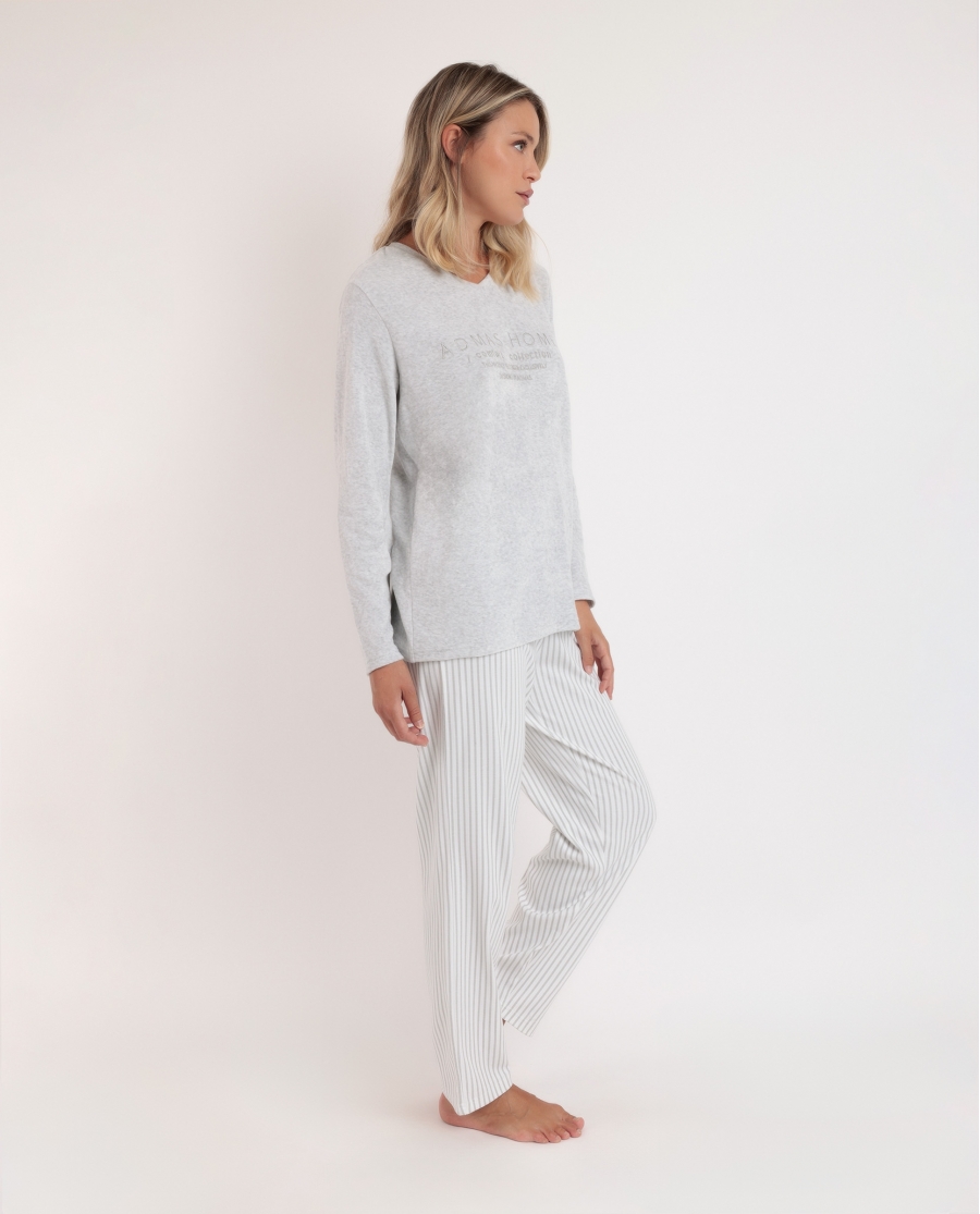 ADMAS Pijama Manga Larga Doble Velvet Soft Pico para Mujer PERLA