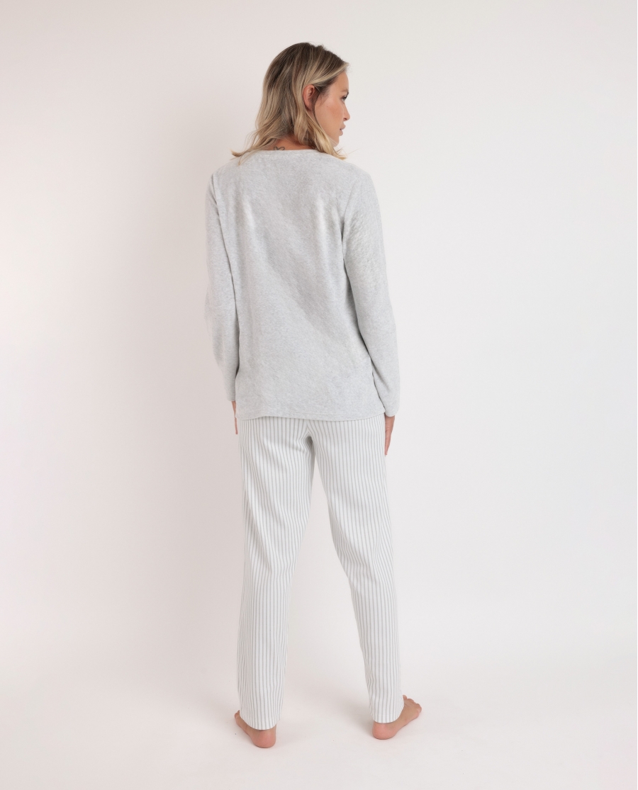 ADMAS Pijama Manga Larga Doble Velvet Soft Pico para Mujer PERLA