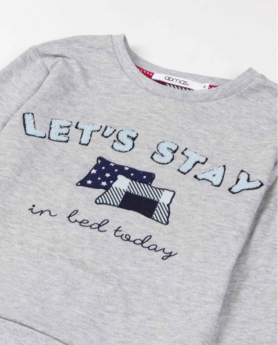ADMAS Pijama Manga Larga Let´s Stay para Niña GRIS JASPE