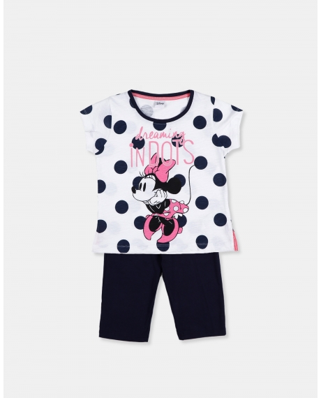 DISNEY Pijama Manga Corta Minnie Dots Navy para Niña MARINO