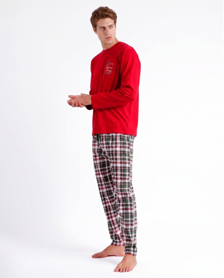 ADMAS Pijama Manga Larga Christmas Nature para Hombre ROJO RUBÍ 2