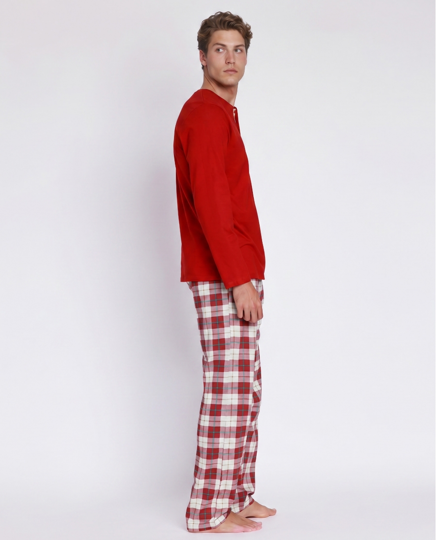 ADMAS Pijama Manga Larga Gingerbread para Hombre BURDEOS