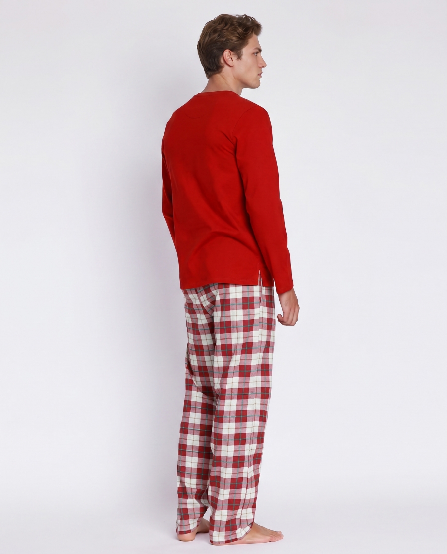 ADMAS Pijama Manga Larga Gingerbread para Hombre BURDEOS