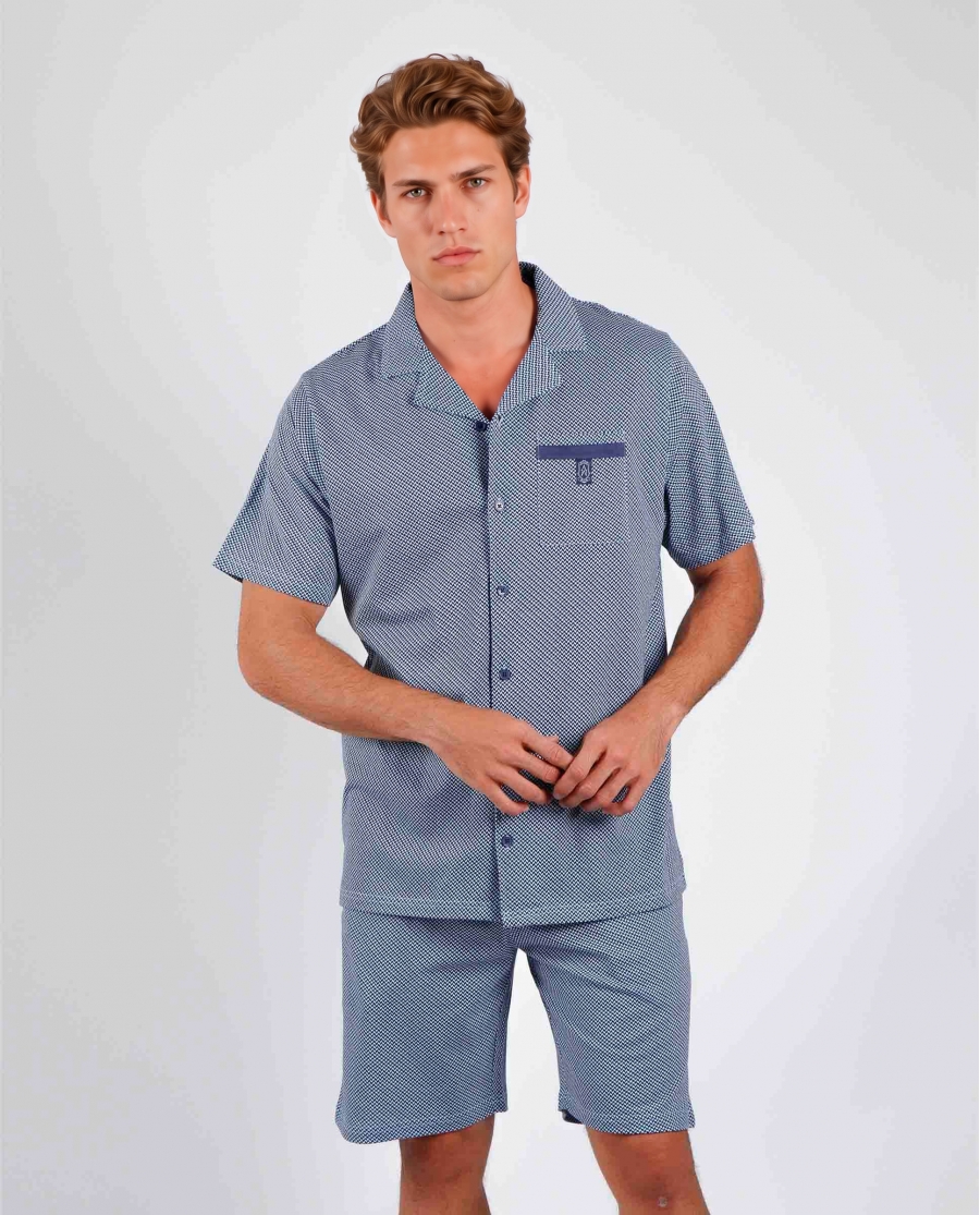 ADMAS CLASSIC Pijama Abierto Manga Corta Mercury para Hombre AZUL