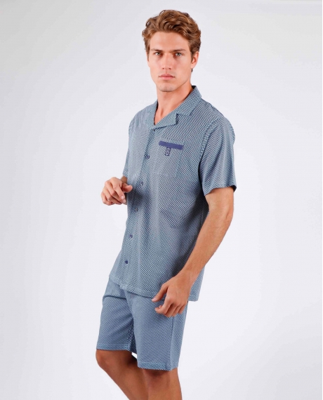 ADMAS CLASSIC Pijama Abierto Manga Corta Mercury para Hombre AZUL 2