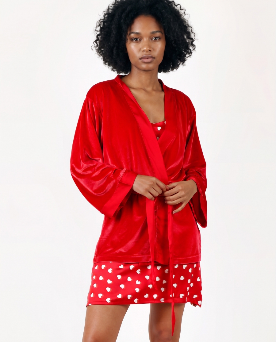 ADMAS CLASSIC Bata Manga Larga Night para Mujer ROJO RUBÍ