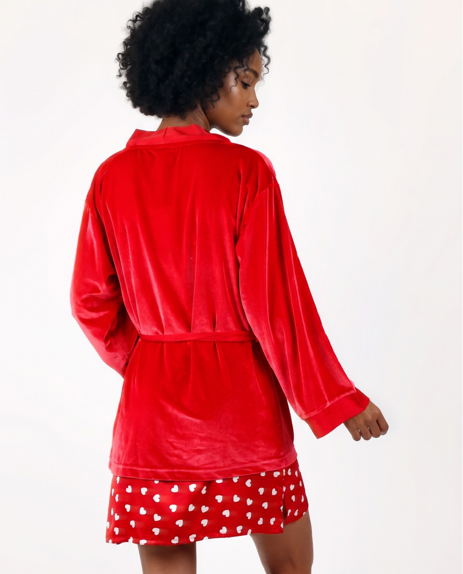 ADMAS CLASSIC Bata Manga Larga Night para Mujer ROJO RUBÍ
