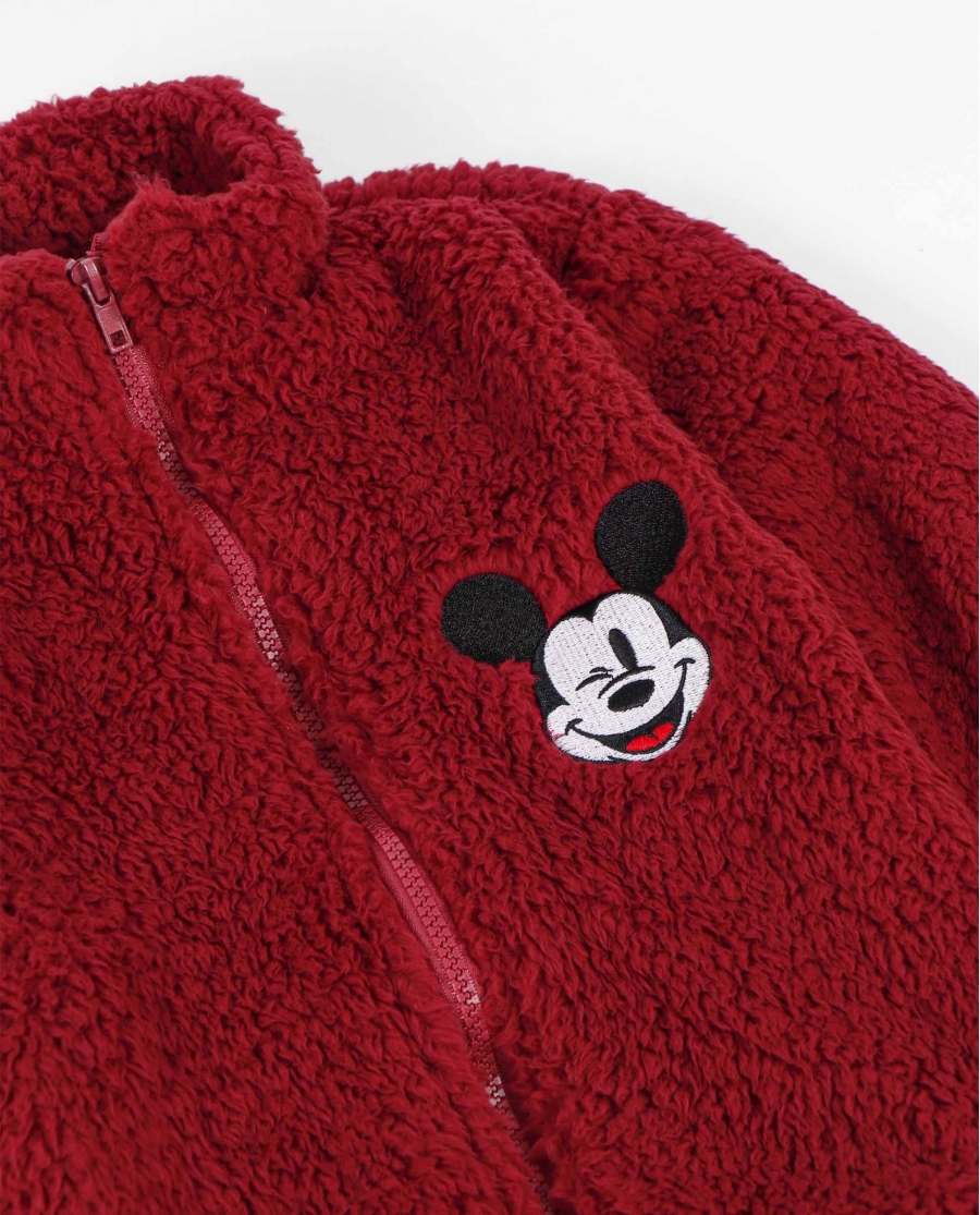 DISNEY Bata Manga Larga Calentita Mickey Sport para Niño BURDEOS