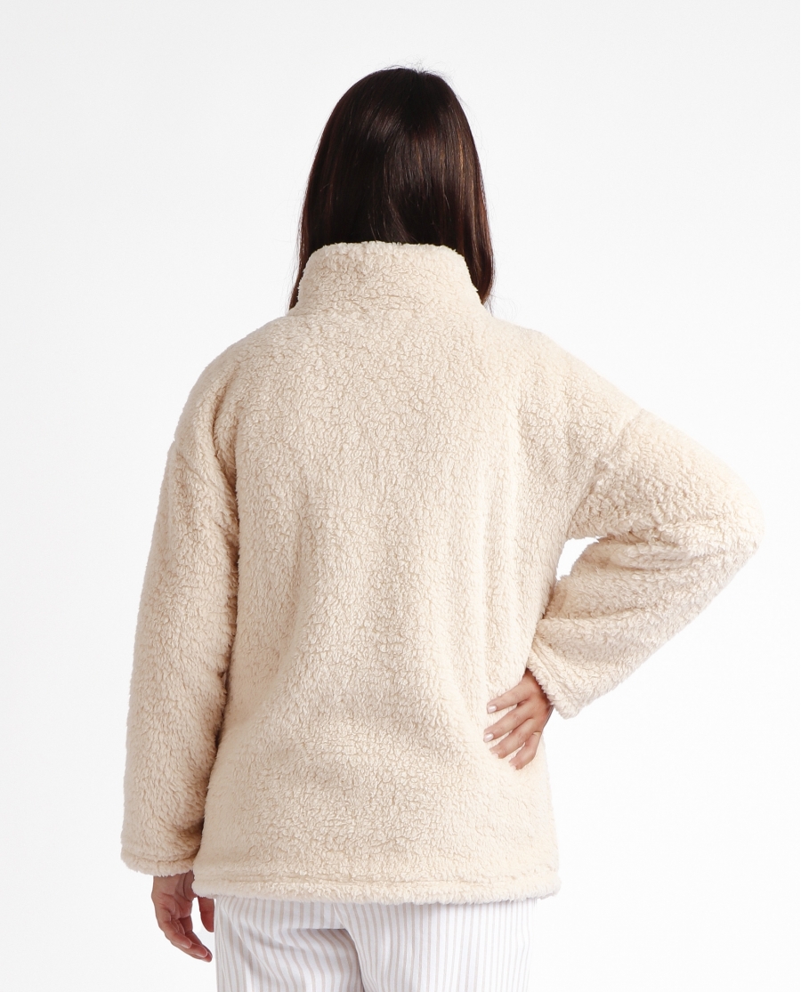 ADMAS HOME Bata Manga Larga Calentita Soft Home para Mujer BEIGE