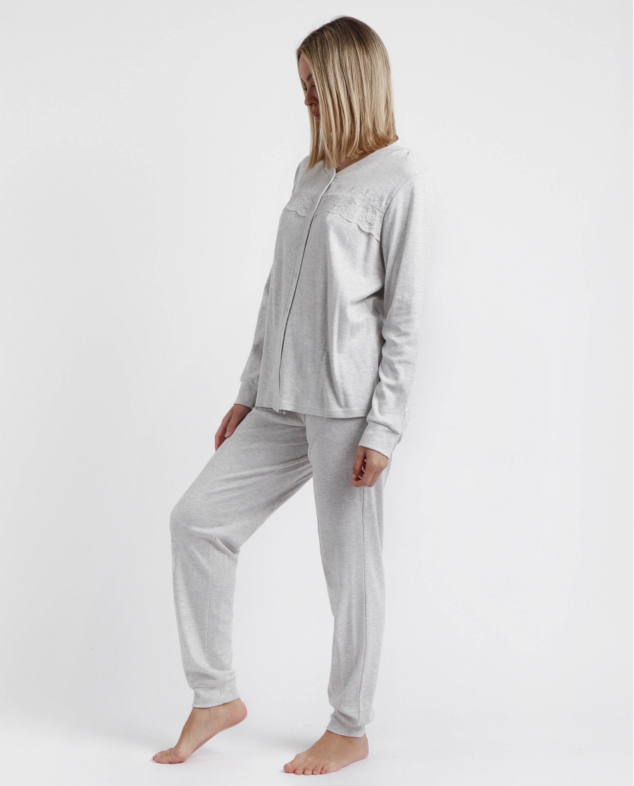 ADMAS CLASSIC Pijama Abierto Manga Larga Winter Classic para Mujer PERLA