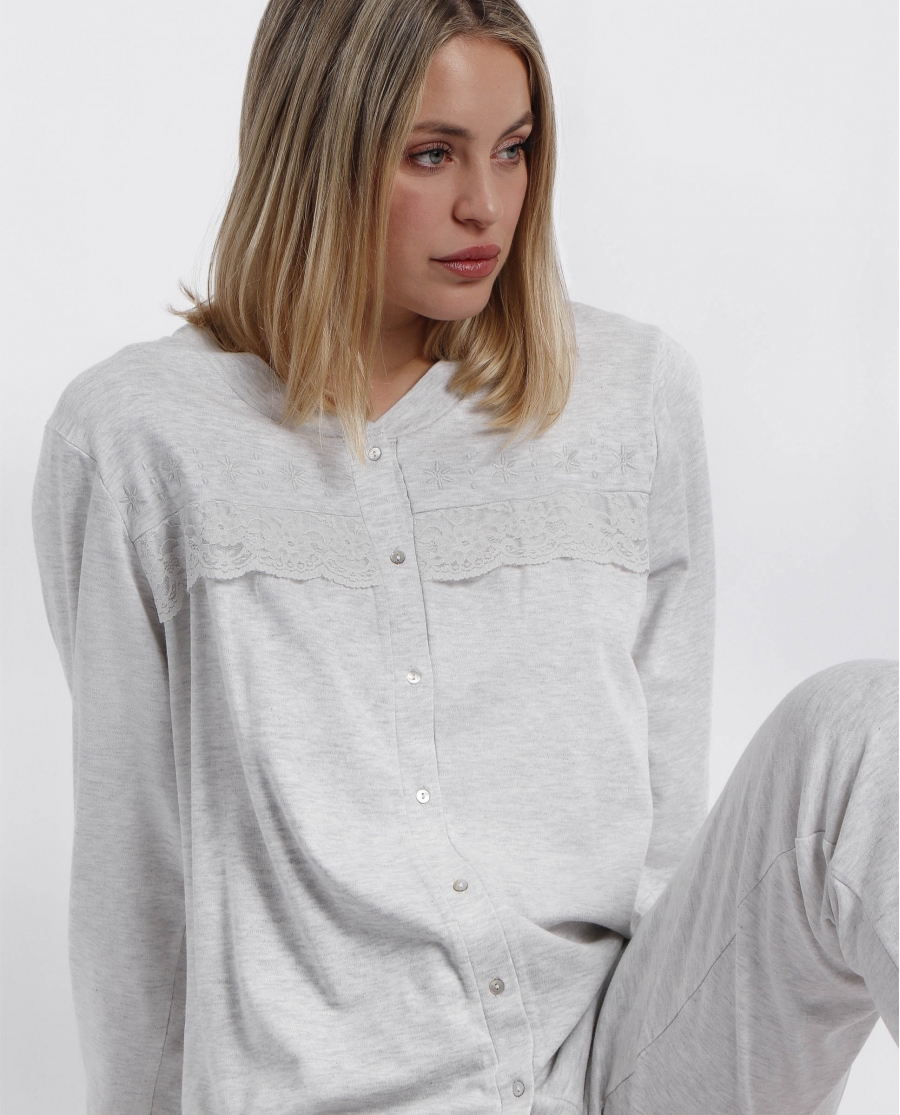 ADMAS CLASSIC Pijama Abierto Manga Larga Winter Classic para Mujer PERLA