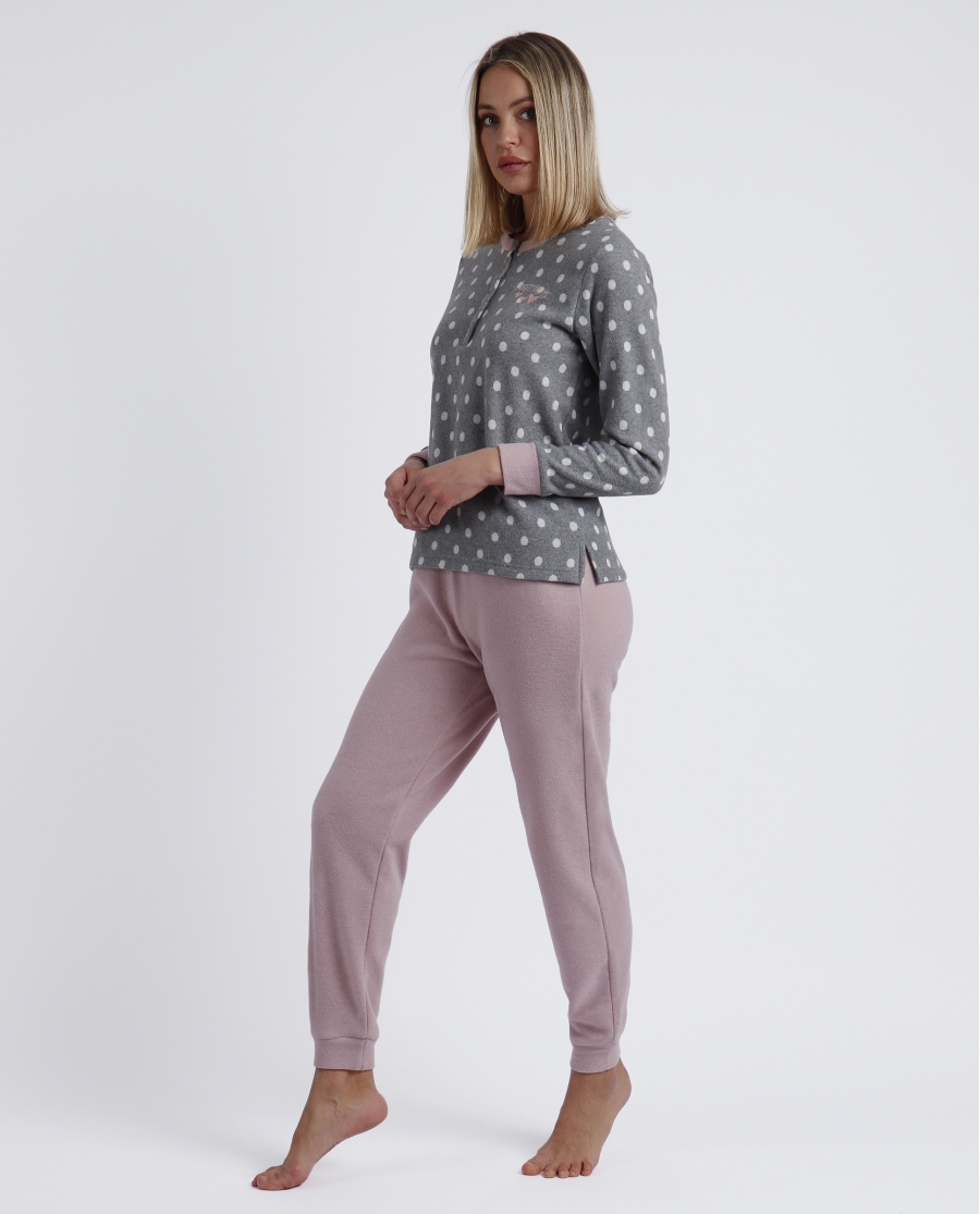 ADMAS Pijama Manga Larga Sweet Dots A para Mujer GRIS JASPE