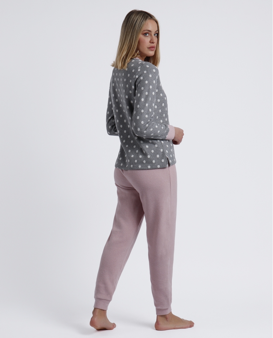 ADMAS Pijama Manga Larga Sweet Dots A para Mujer GRIS JASPE
