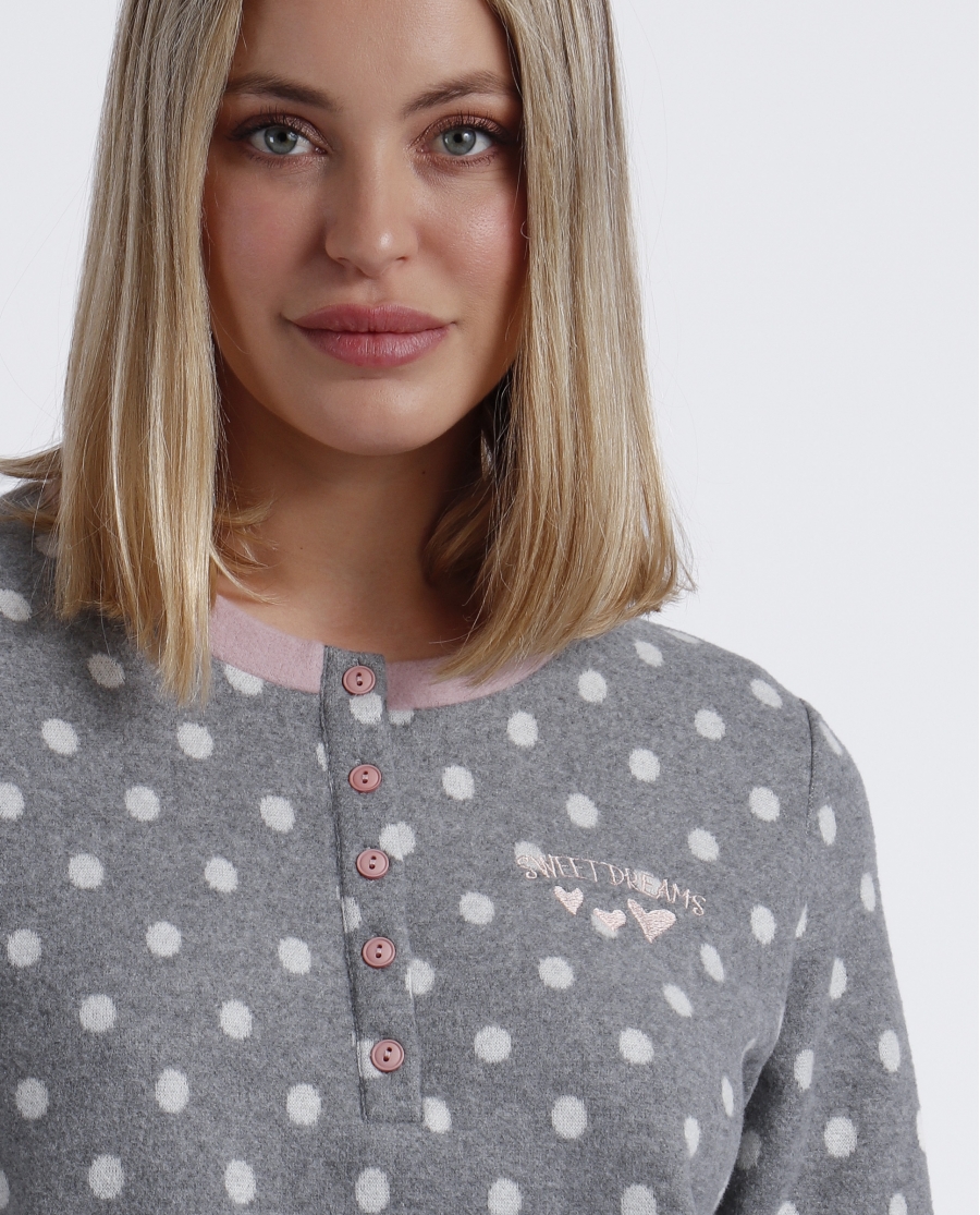 ADMAS Pijama Manga Larga Sweet Dots A para Mujer GRIS JASPE