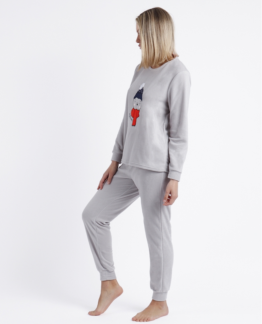 ADMAS Pijama Calentito Manga Larga Morning Mouse para Mujer GRIS