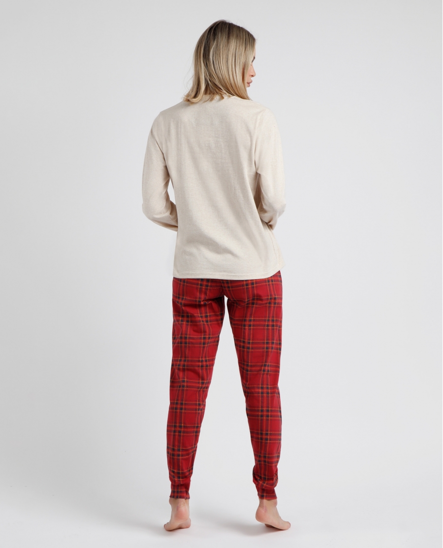 ADMAS Pijama Manga Larga Keep Walking para Mujer BEIGE
