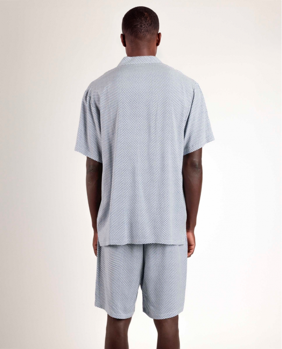 ADMAS CLASSIC Pijama Abierto Manga Corta Stripes & Dots para Hombre AZUL