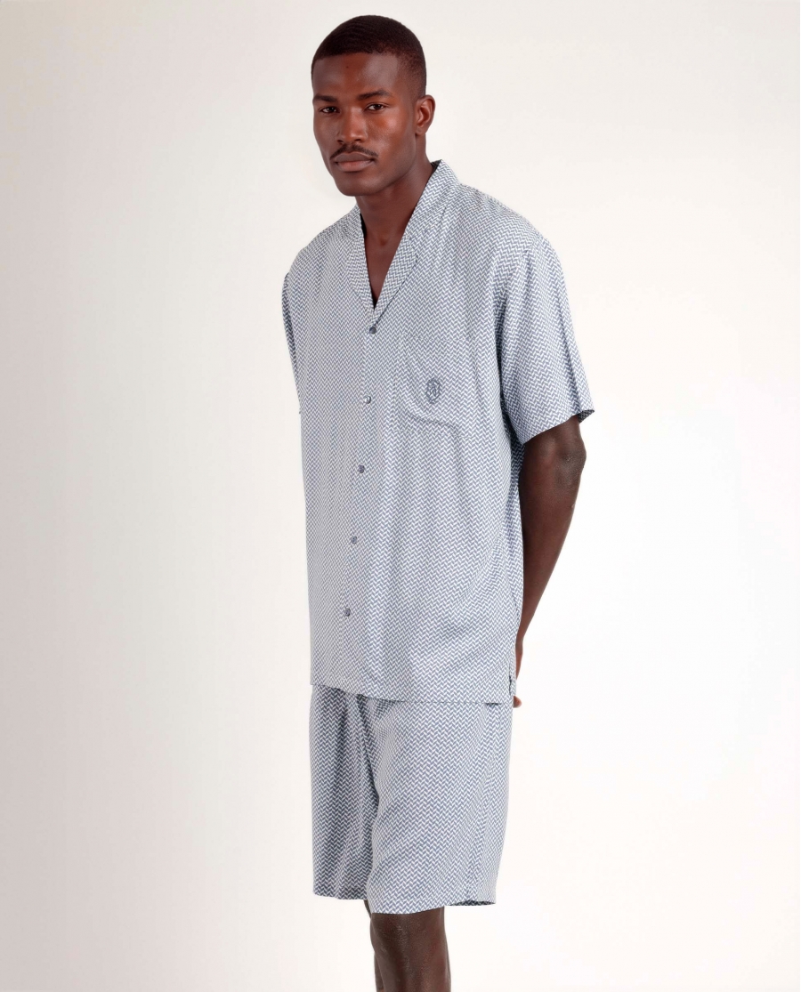 ADMAS CLASSIC Pijama Abierto Manga Corta Stripes & Dots para Hombre AZUL