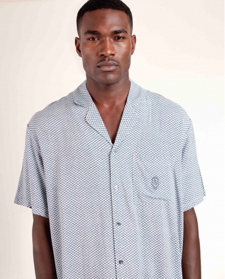 ADMAS CLASSIC Pijama Abierto Manga Corta Stripes & Dots para Hombre AZUL 2