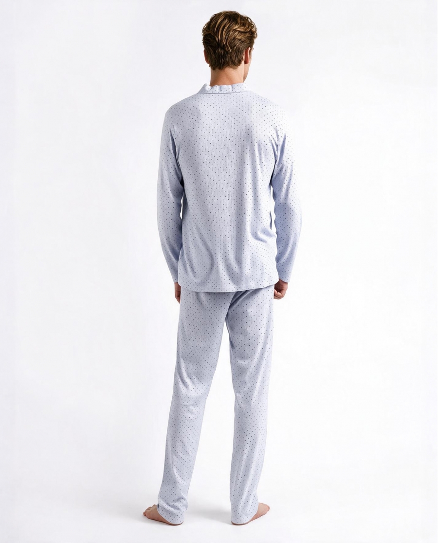 ADMAS CLASSIC Pijama Abierto Manga Larga Stripes - Dots para Hombre AZUL