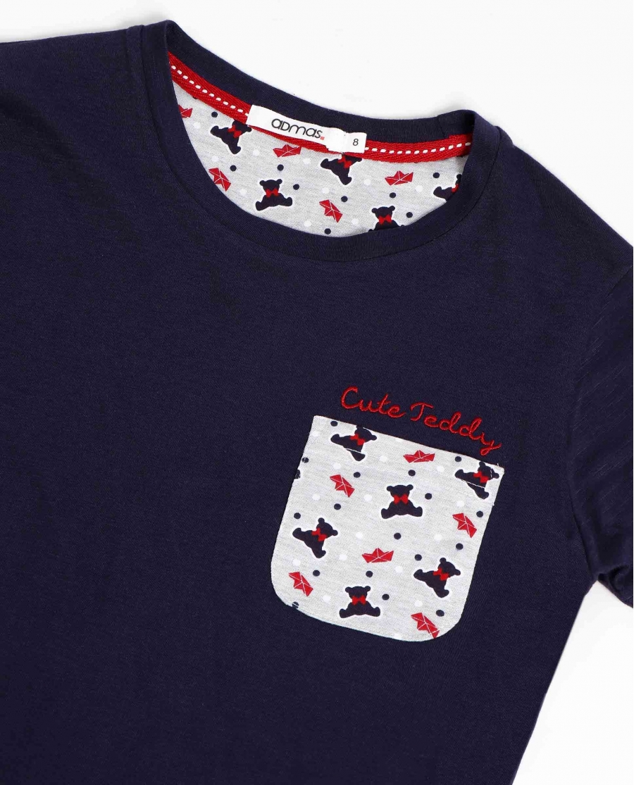 ADMAS Pijama Manga Corta Cute Teddy para Niño MARINO