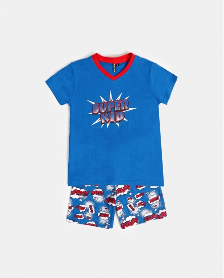 DIVER Pijama Manga Corta Super Dad para Niño AZULON
