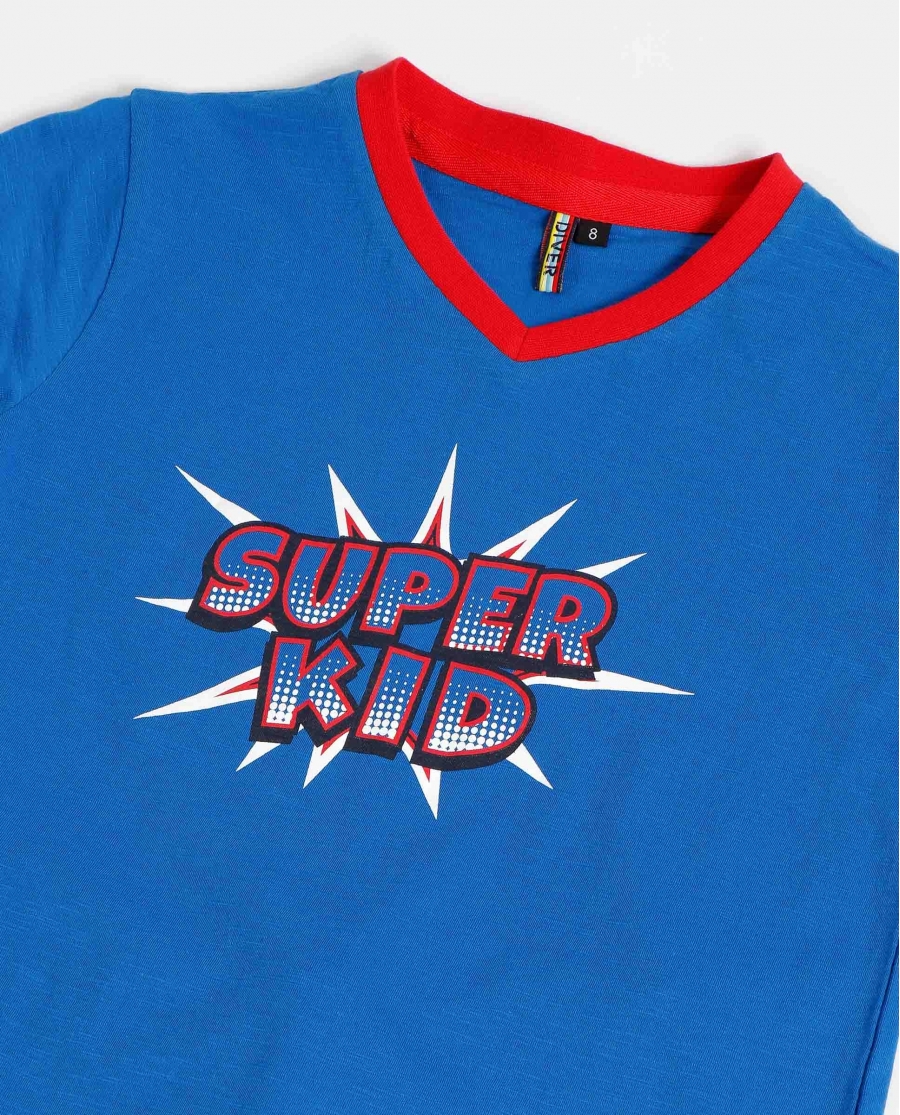 DIVER Pijama Manga Corta Super Dad para Niño AZULON