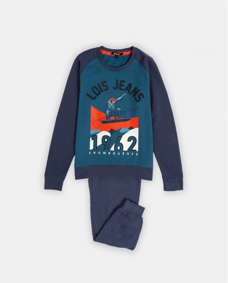 LOIS Pijama Manga Larga Ranglan XGames para Niño AZUL