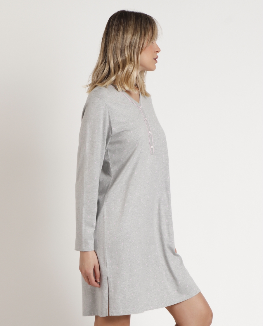 ADMAS CLASSIC Camisola Manga Larga Pink Hearts para Mujer GRIS JASPE
