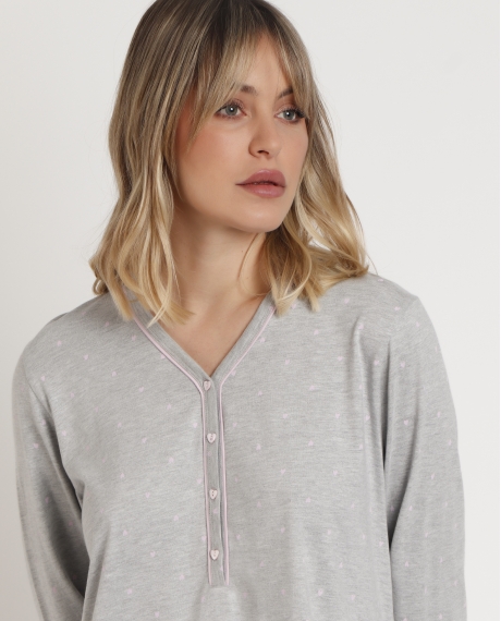 ADMAS CLASSIC Camisola Manga Larga Pink Hearts para Mujer GRIS JASPE 2