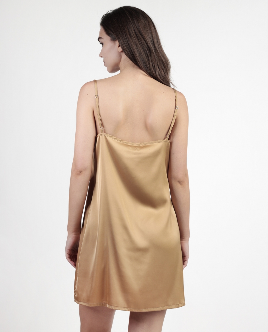 ADMAS LUXURY Camisola Tirantes Novia Plumas Marabu para Mujer ORO