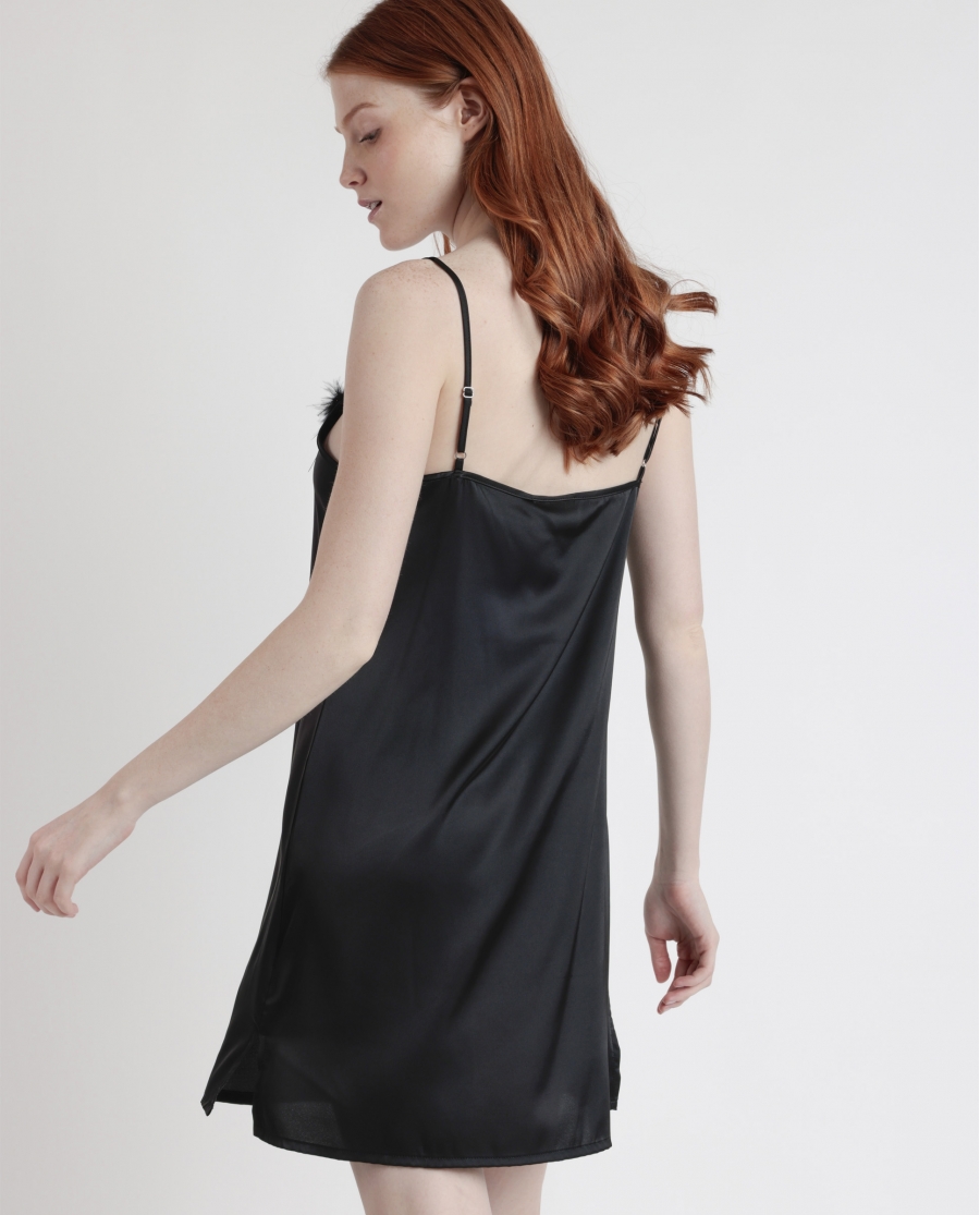 ADMAS CLASSIC Camisola Tirantes Plumas Marabu Christmas para Mujer NEGRO