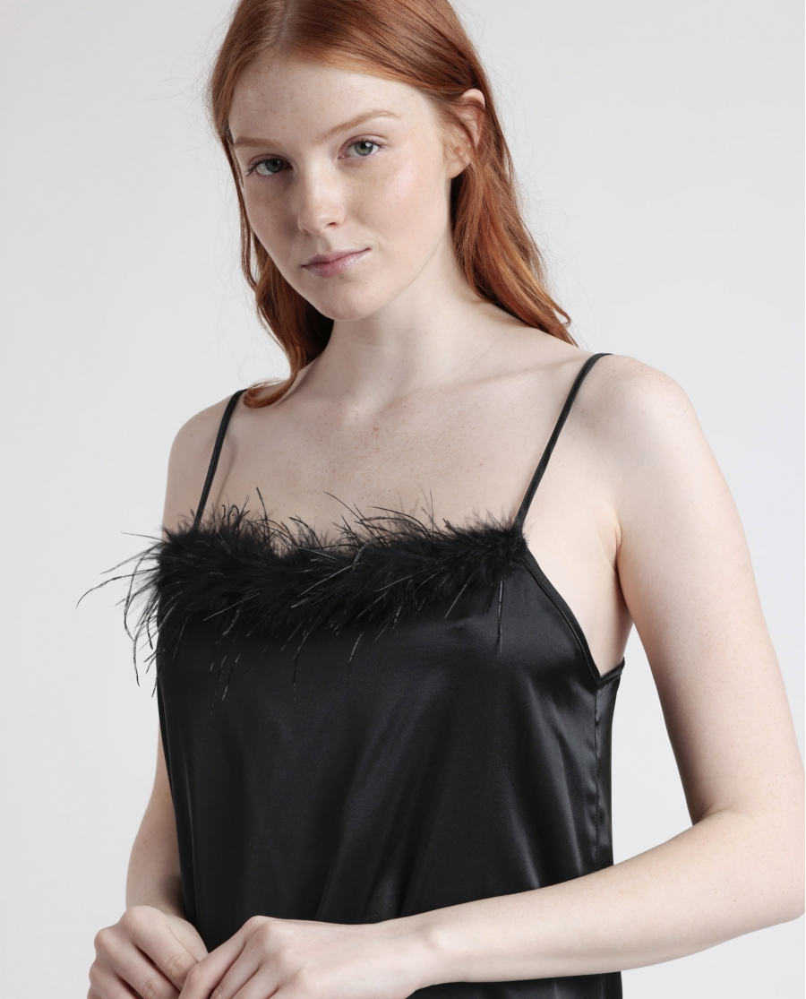 ADMAS CLASSIC Camisola Tirantes Plumas Marabu Christmas para Mujer NEGRO