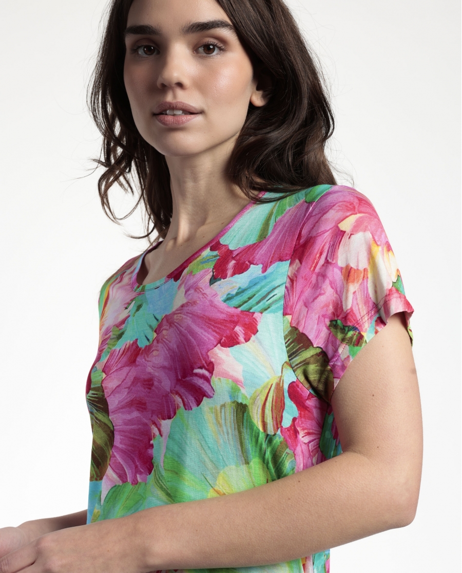 ADMAS GARDEN Camisola Manga Corta Bright Flowers para Mujer FUCSIA