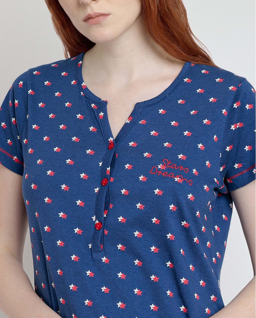 ADMAS Camisola Manga Corta Stares Dreams para Mujer MARINO