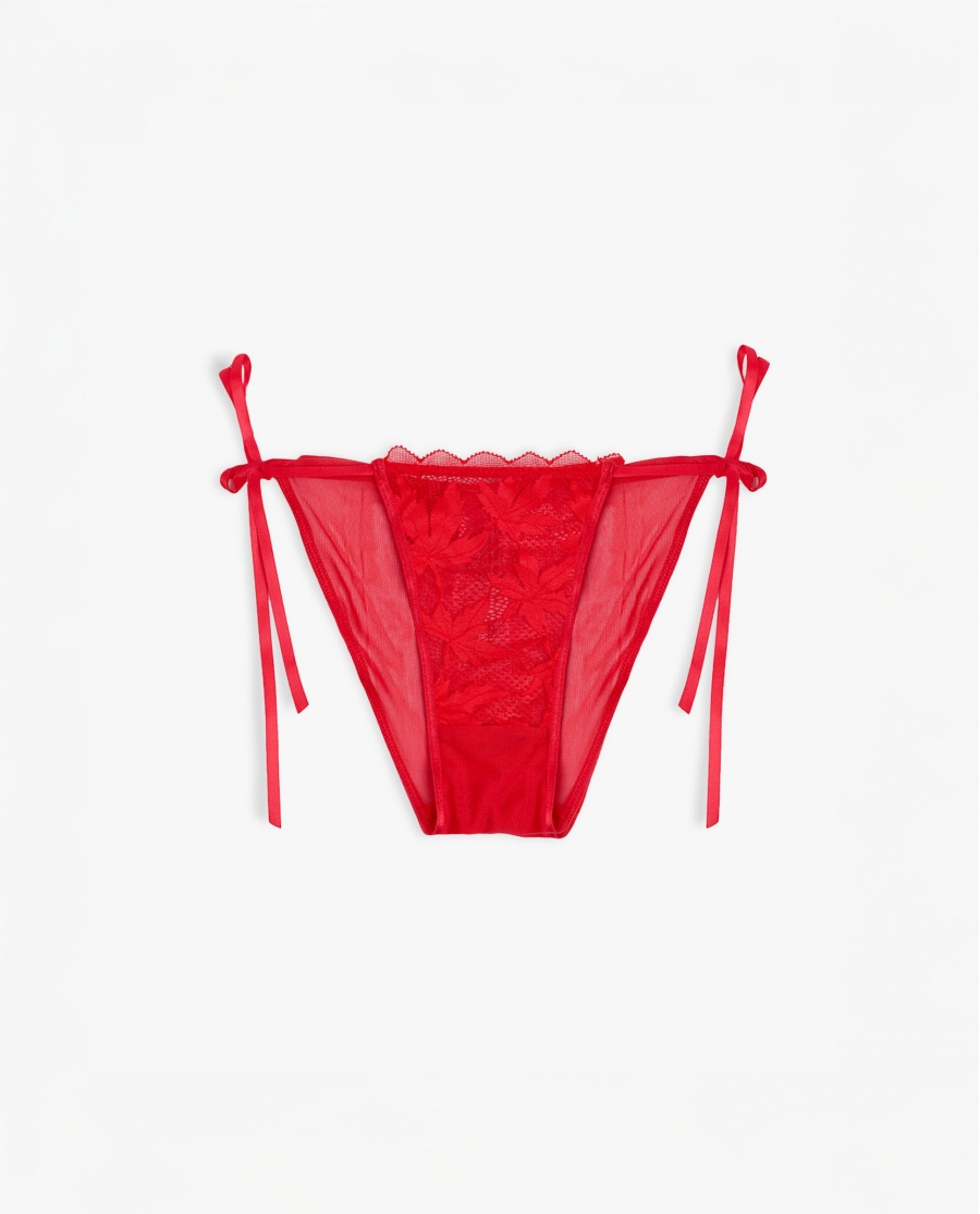 ADMAS Tentación Abierta de Encaje + Braga para Mujer ROJO