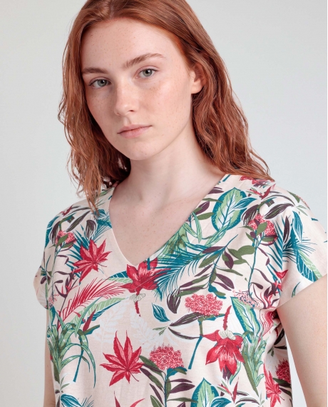 ADMAS GARDEN Camisola Manga Caída Tropical Spirit para Mujer ROJO 2