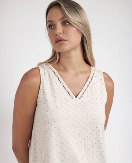 ADMAS CLASSIC Camisola Sin Mangas Organic Dots para Mujer BEIGE 2