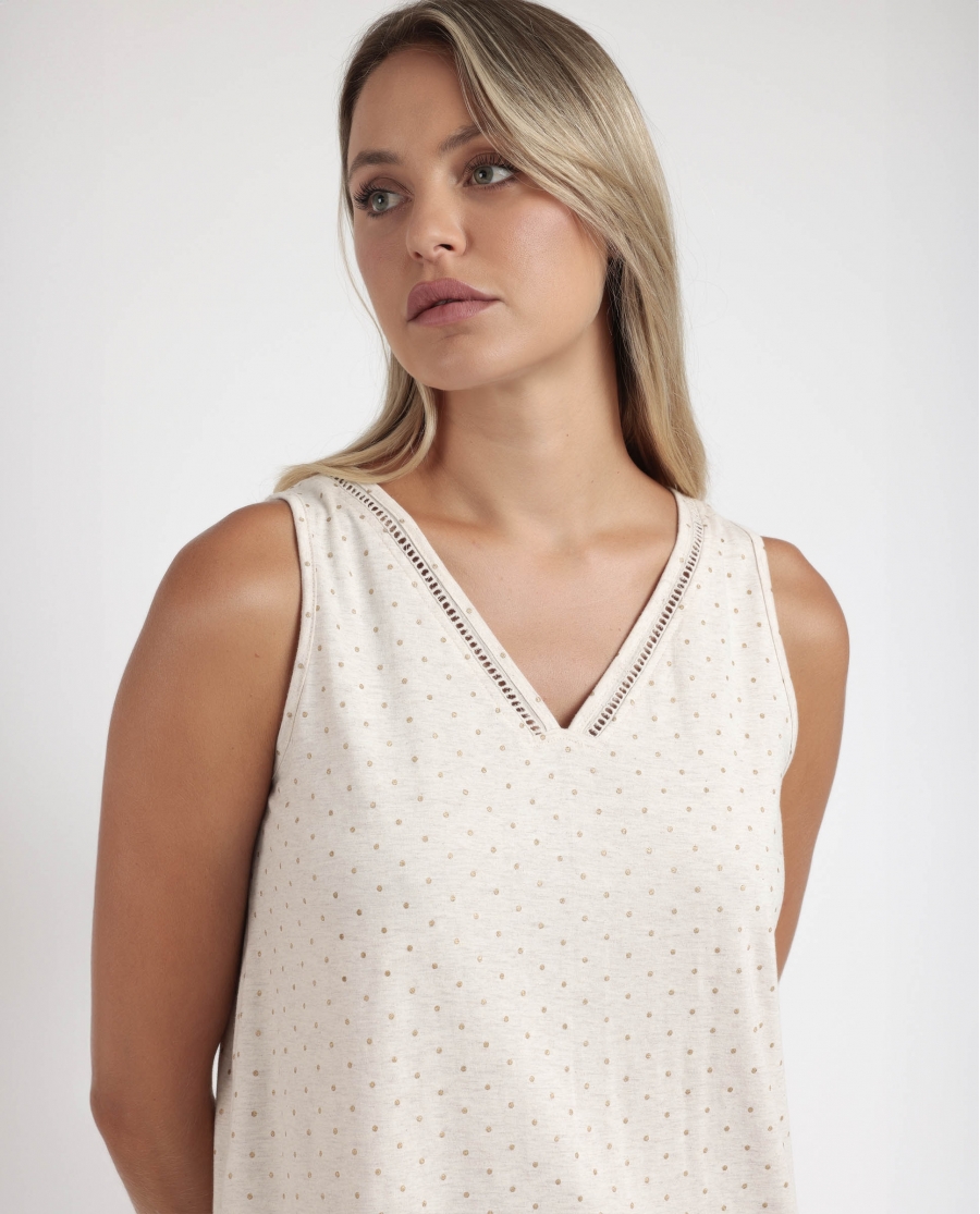 ADMAS CLASSIC Camisola Sin Mangas Organic Dots para Mujer BEIGE