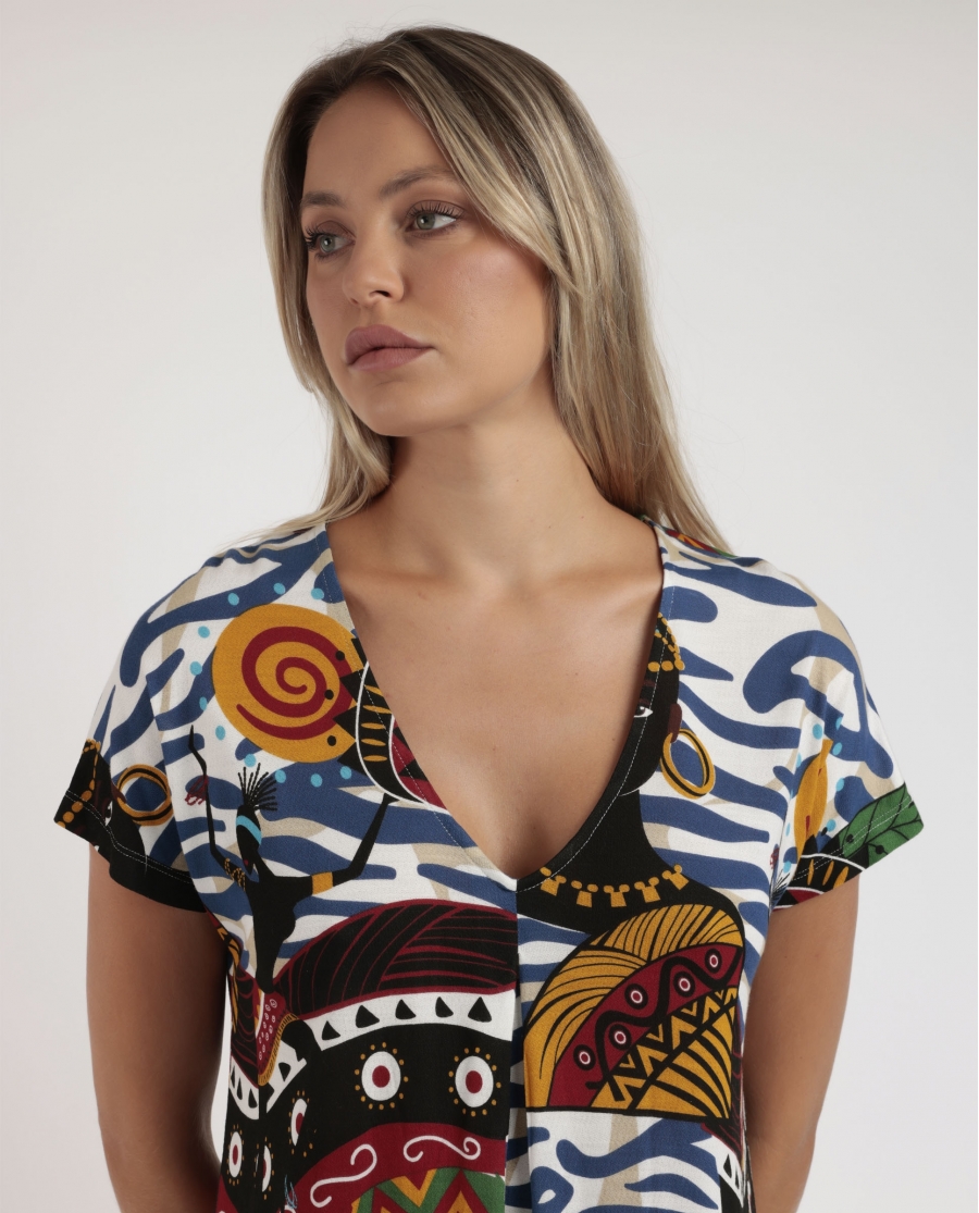 ADMAS LUXURY Camisola Manga Caída Luxury African para Mujer MULTICOLOR