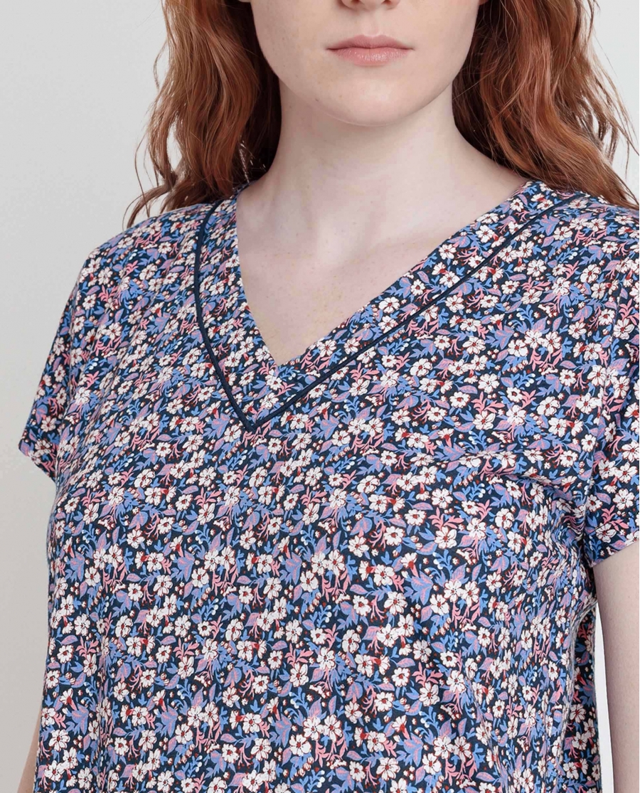 ADMAS Camisola Manga Caída Blue And Pink Liberty para Mujer MARINO