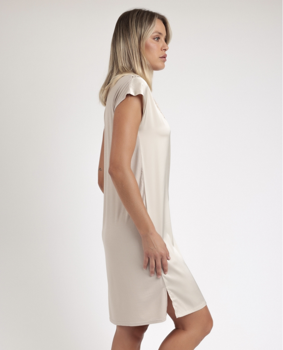 ADMAS CLASSIC Camisola Manga Caída Satin And Guipur para Mujer CAVA